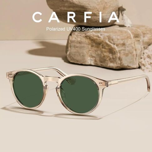CARFIA Round Acetate Mens Sunglasses Polarized UV Protection Classic Retro Sun Glasses CA5289L in Saudi Arabia