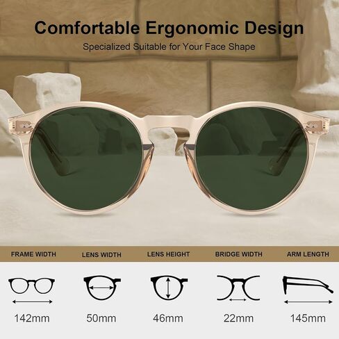 CARFIA Round Acetate Mens Sunglasses Polarized UV Protection Classic Retro Sun Glasses CA5289L in Saudi Arabia