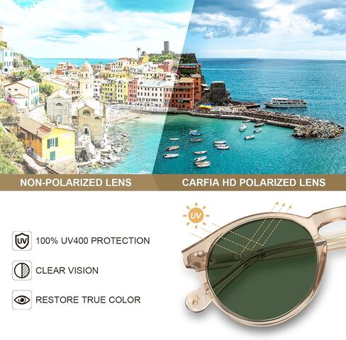 CARFIA Round Acetate Mens Sunglasses Polarized UV Protection Classic Retro Sun Glasses CA5289L in Saudi Arabia