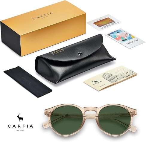 CARFIA Round Acetate Mens Sunglasses Polarized UV Protection Classic Retro Sun Glasses CA5289L in Saudi Arabia