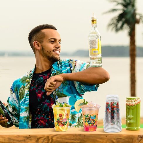 120 قطعة من أكواب حفلات تيكي 16 أونصة من أكواب الشرب هاواي لواو تيكي تحت عنوان لوا أكواب بلاستيكية للاستعمال مرة واحدة، أكواب نبيذ الكركديه الاستوائية، أكواب فلامنغو لهاواي لواو الاستوائية لحفلات الشاطئ والأناناس in Kuwait