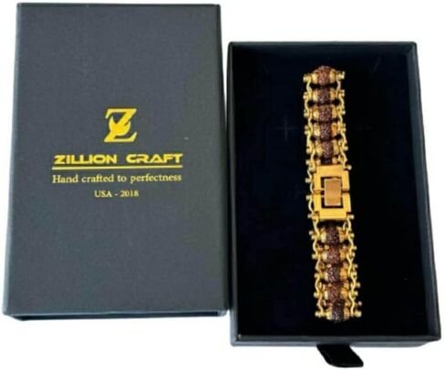 Himalayan Rudraksha Bead bracelet for him and her. All natural healing link bracelet. Five face Rudraksha bead with golden color stainless steel link. For Luck, Protection and Prosperity. in Kuwait