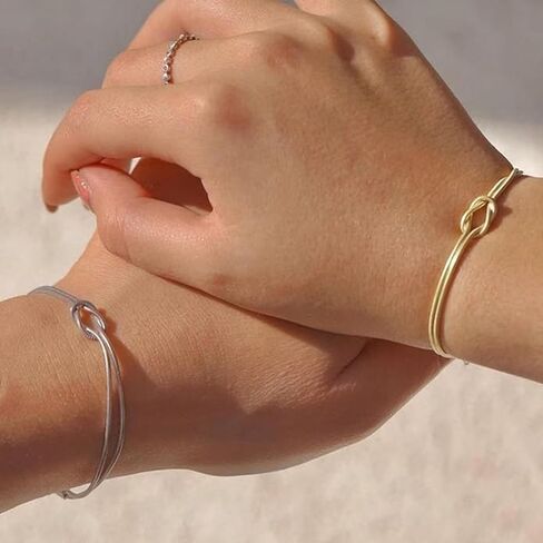 Matching Bracelets For Couples 14k Gold Plated Knot Trendy Friendship Dainty Relationship Mother Daughter Knot Bracelet For Women Men Jewelry in Saudi Arabia