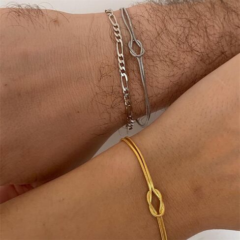 Matching Bracelets For Couples 14k Gold Plated Knot Trendy Friendship Dainty Relationship Mother Daughter Knot Bracelet For Women Men Jewelry in Saudi Arabia