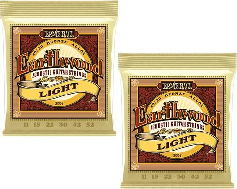 Ernie Ball 2004 Earthwood Light 80/20 أوتار صوتية برونزية - عبوتان in Saudi Arabia