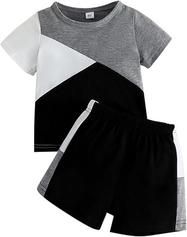 Volunboy بيبي بوي ملابس الصيف طفل تي شيرت مجموعة تي شيرتات قصيرة للأطفال الرضع قصيرة الأكمام المرقعة القمم 6 أشهر إلى 3 سنوات in Kuwait