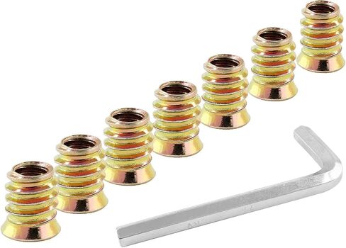 100 Pcs 1/4" - 20 Threaded Inserts for Wood Nutsert Zinc Plated Carbon Steel Hex Socket Drive Furniture Screw-in Nut 15mm Length with M6 Hex Wrench for Wood Furniture in Saudi Arabia
