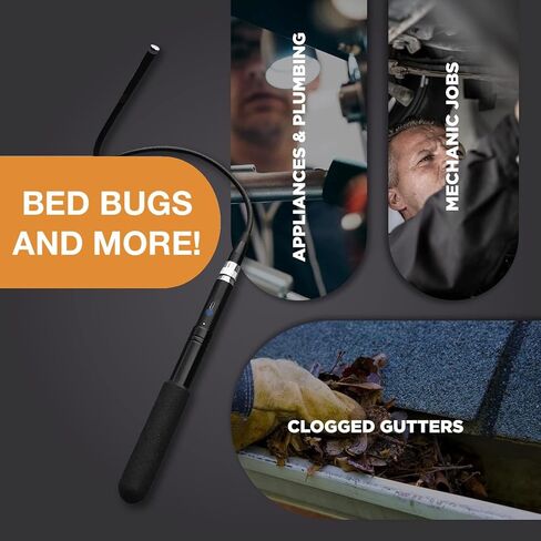 MY BED BUG FINDER™ Handheld Wireless Boroscope Endoscope Patented Bed Bug Inspection Camera - Waterproof 360 Degree Flexible, Extendable, Rechargeable, Nearly 6ft Reach - Captures Photos and Videos in Saudi Arabia