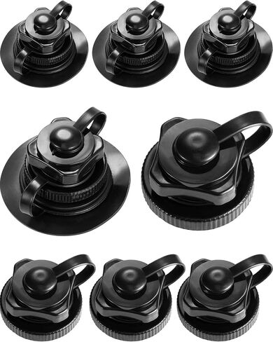 Zhanmai 8 Pieces Boston Valve Replacement Inflatable Boat Air Valve Screw Boston Valve for Rubber Dinghy Raft Kayak Pool Boat Airbeds, Black in Saudi Arabia