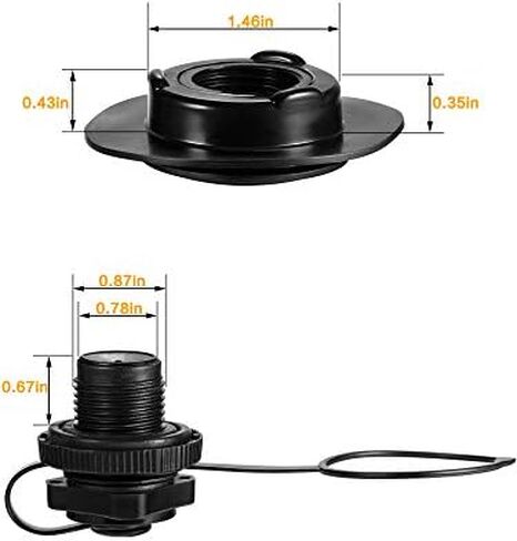 Zhanmai 8 Pieces Boston Valve Replacement Inflatable Boat Air Valve Screw Boston Valve for Rubber Dinghy Raft Kayak Pool Boat Airbeds, Black in Saudi Arabia