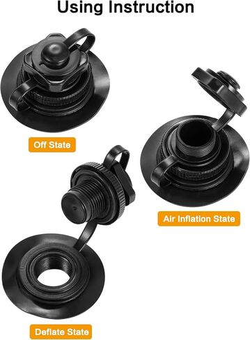 Zhanmai 8 Pieces Boston Valve Replacement Inflatable Boat Air Valve Screw Boston Valve for Rubber Dinghy Raft Kayak Pool Boat Airbeds, Black in Saudi Arabia