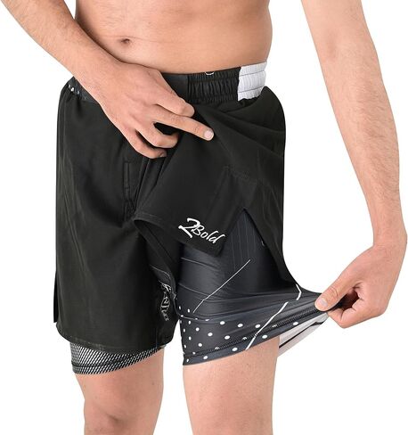 Hybrid MMA Shorts Men’s 2 in 1 BJJ, Grappling, JIU-Jitsu, NO-GI, Dual Layer, Built in Compression, Gym, Running Shorts in Saudi Arabia