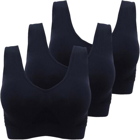 Comfortable Sports Bra 3 Pack Women's Cooling Breathable Seamless Wireless Supportive Pull on Bra Plus Size in Saudi Arabia