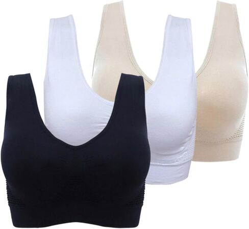 Comfortable Sports Bra 3 Pack Women's Cooling Breathable Seamless Wireless Supportive Pull on Bra Plus Size in Saudi Arabia