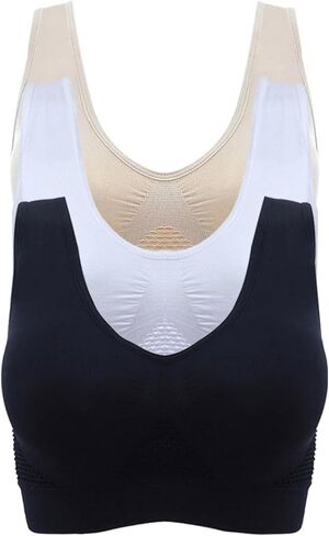 Comfortable Sports Bra 3 Pack Women's Cooling Breathable Seamless Wireless Supportive Pull on Bra Plus Size in Saudi Arabia