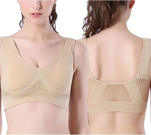 Comfortable Sports Bra 3 Pack Women's Cooling Breathable Seamless Wireless Supportive Pull on Bra Plus Size in Saudi Arabia