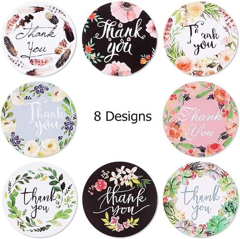 بكرة ملصقات شكرًا لك مقاس 2 بوصة، 8 تصميمات ملصقات تغليف كبيرة دائرية مقاس 50 مم، 500 قطعة من ملصقات شكرًا لحقائب البضائع التجارية، وصناديق التعبئة والتغليف، والهدايا، والأظرف والإيصالات in Kuwait
