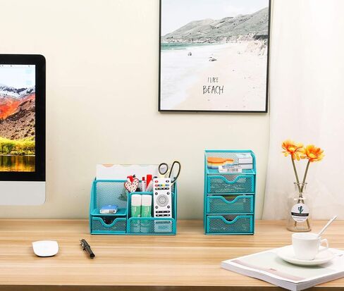 مجموعة أدوات تنظيم المكتب الشبكية من PAG، حامل أقلام للتخزين للمكتب، أزرق in Kuwait