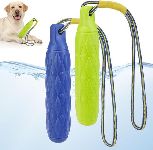 EXPAWLORER Floating Dog Toys - 2 Pack Fetch Stick Chase Toy with Nylon Rope, Durable Non-Toxic Interactive Chew Toy for Training Outdoor Activities, Summer Pool Float Toys for All Breeds Dogs in Saudi Arabia