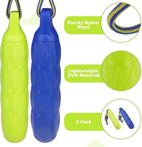 EXPAWLORER Floating Dog Toys - 2 Pack Fetch Stick Chase Toy with Nylon Rope, Durable Non-Toxic Interactive Chew Toy for Training Outdoor Activities, Summer Pool Float Toys for All Breeds Dogs in Saudi Arabia