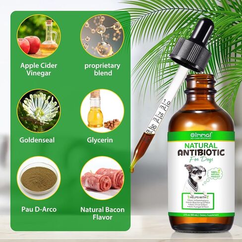 Dog Antibiotics- Strengthen Immune System - Nature Antibiotics for Dogs Skin, UTI, Allergy Cough Infection Treatment - Dog Multivitamin-2 Fl Oz in Kuwait