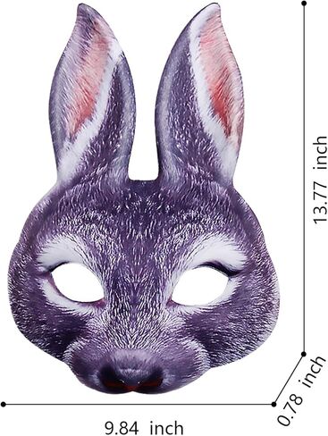 قناع الهالوين التنكري نصف قناع وجه الحيوان قناع الحفلات، مجموعة من 4 قطع (خنزير، ثعلب، أرنب، نمر) in Kuwait