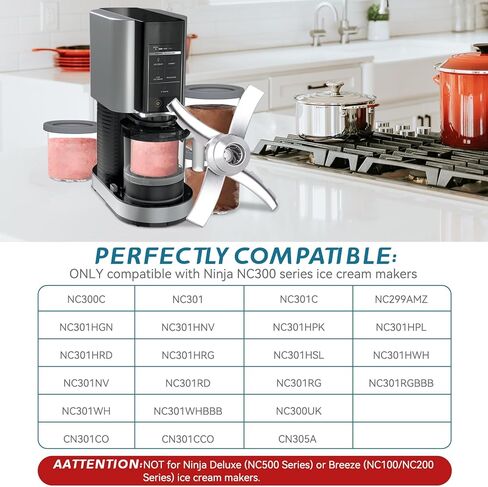 شفرة مجداف بديلة متوافقة مع صانعات الآيس كريم من سلسلة Ninja Creami NC300، قطعة بديلة مجداف شفرة الخلط لـ Ninja Creamerizer NC299AMZ، NC301، CN305A، CN301CO in Kuwait