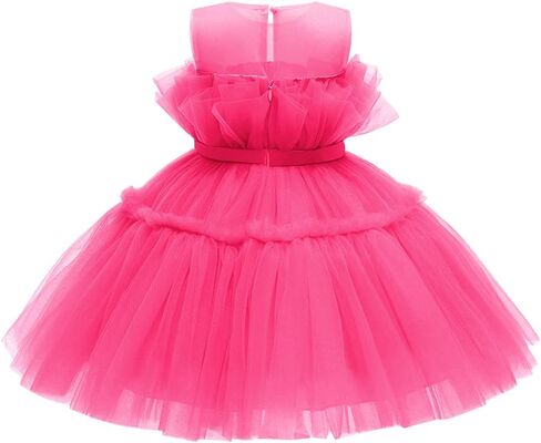 IWEMEK Ruffle Flower Girls Dress Sleeveless Bow Princess Party Tutu Gown Wedding Bridesmaid Pageant Formal Prom Dresses in Saudi Arabia