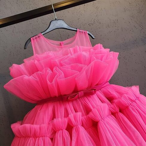 IWEMEK Ruffle Flower Girls Dress Sleeveless Bow Princess Party Tutu Gown Wedding Bridesmaid Pageant Formal Prom Dresses in Saudi Arabia