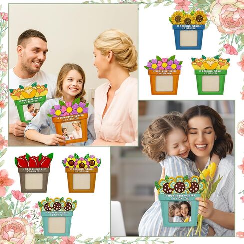 Menkxi 24 قطعة لون إطار عيد الأم الخشبي الخاص بك، مجموعات حرفية DIY للأطفال مقاس 6.69 × 7.09 بوصة، إطار صورة الأم لهدايا عيد الأم من ابنة ابن الفصل الدراسي لرياض الأطفال ديكور الصور in Saudi Arabia