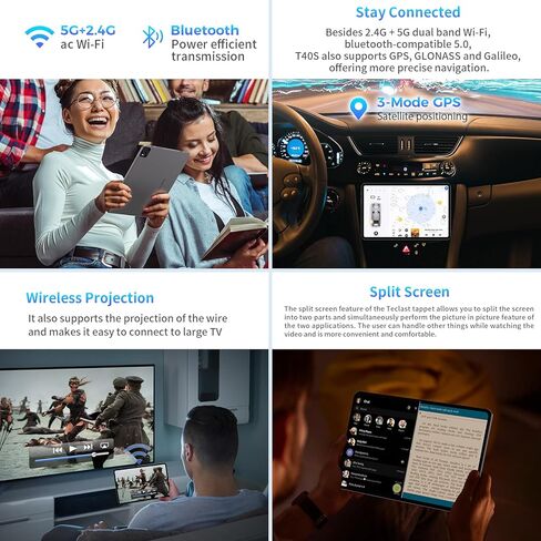 تابلت TECLAST مقاس 10.4 بوصة، T40S 16 جيجابايت رام 128 جيجابايت روم (1 تيرابايت TF) مع وحدة معالجة مركزية 8 كور، 2.4 جيجا/5 جيجا واي فاي، IPS 2000x1200، جهاز لوحي أندرويد 12، BT 5.0، نظام تحديد المواقع العالمي، 6000 مللي أمبير، كاميرا مزدوجة 5 ميجابكسل +  in Kuwait