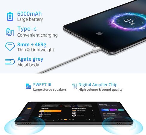 تابلت TECLAST مقاس 10.4 بوصة، T40S 16 جيجابايت رام 128 جيجابايت روم (1 تيرابايت TF) مع وحدة معالجة مركزية 8 كور، 2.4 جيجا/5 جيجا واي فاي، IPS 2000x1200، جهاز لوحي أندرويد 12، BT 5.0، نظام تحديد المواقع العالمي، 6000 مللي أمبير، كاميرا مزدوجة 5 ميجابكسل +  in Kuwait