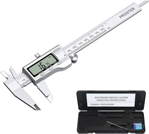 فرجار بروستر الرقمي الورني 6 بوصة من الفولاذ المقاوم للصدأ فرجار إلكتروني بوصة/مم أداة قياس تحويل للطول والعرض والعمق والقطر الداخلي والقطر الخارجي in Kuwait