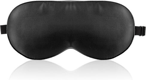 Mulberry Silk Sleep Mask for Women, Soft Natural Pure Silk Eye Mask for Sleeping with Adjustable Strap, Breathable Blackout Eye Cover No Pressure Eyemask for Travel Essentials (Black) in Saudi Arabia