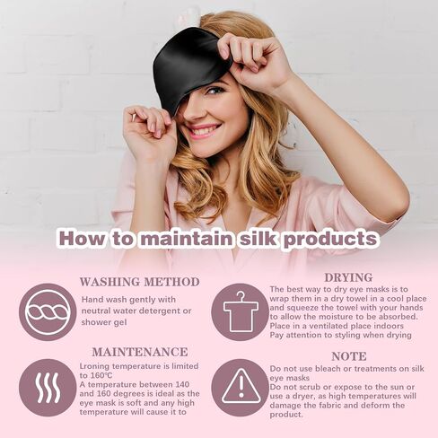 Mulberry Silk Sleep Mask for Women, Soft Natural Pure Silk Eye Mask for Sleeping with Adjustable Strap, Breathable Blackout Eye Cover No Pressure Eyemask for Travel Essentials (Black) in Saudi Arabia