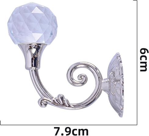 زوجان (4 قطع) ستائر كريستالية شفافة مثبتة على الحائط شرابة رباط للستائر خطاف ستائر الملابس معطف قبعة منشفة شماعات حامل (فضي) in Kuwait