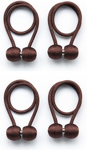 Magnetic Curtain Tiebacks 4 Pack, Curtain Tiebacks Buckles, Rope Decorative Curtain Tie for Home Bedroom Office Decorative Thick or Thin Curtain (Beige) in Saudi Arabia