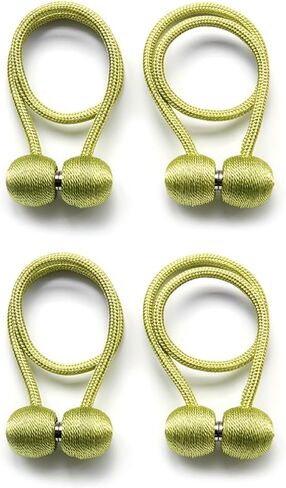 Magnetic Curtain Tiebacks 4 Pack, Curtain Tiebacks Buckles, Rope Decorative Curtain Tie for Home Bedroom Office Decorative Thick or Thin Curtain (Beige) in Saudi Arabia