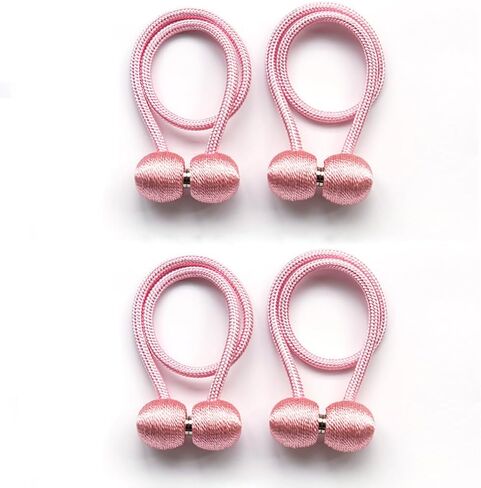 Magnetic Curtain Tiebacks 4 Pack, Curtain Tiebacks Buckles, Rope Decorative Curtain Tie for Home Bedroom Office Decorative Thick or Thin Curtain (Beige) in Saudi Arabia