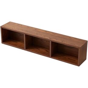 Storage Shelving Unit Walnut Colour Wall Mounted Bookshel Rectangle Three Grid Wooden Display Rack for Book Shelves Bookshelf in Kuwait