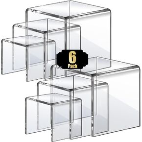 Aheroi Display Risers, 20 Pcs 4 Set Acrylic Riser Display Stands, Clear Risers Display Shelf Rectangular Acrylic Risers for Decor Display, Showcase Stands for Cupcake Funko, Shoe Display(1-3-4-5-6IN) in Kuwait