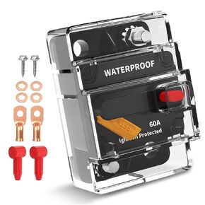 60 Amp Circuit Breaker with Manual Reset Switch, Waterproof DC 12V-48V Inline Fuse Replacement for Trolling Motor, Boat, Marine, RV, ATV, Solar, Car Audio Systems in Kuwait