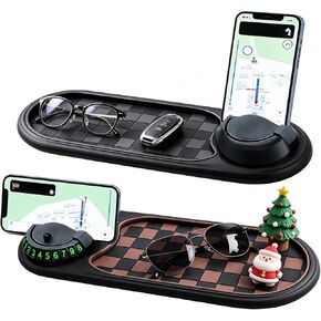 2 PCS Multifunction Car Anti-Slip Mat, All in One Car Organizer Pad,Universal Car Anti Slip Mat Phone Holder,Rotatable Vehicle Phone Holder with Temporary Parking Number,for Sunglasses,Keys,Gadgets in Saudi Arabia