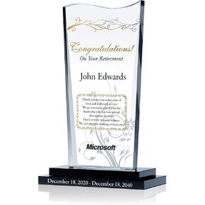 Personalized Crystal Retirement Congratulations Gift Plaque for Man or for Woman, Customized with Retiree Name, Unique Retirement Award for Coworker, Friend, Employee, Manager, Boss (L - 9") in Saudi Arabia