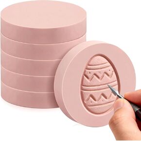6 Pack 2"x2" Pale Pink Rubber Stamp Carving Blocks - Soft Linoleum Material for DIY Craft Projects & Handmade Stamps in Saudi Arabia