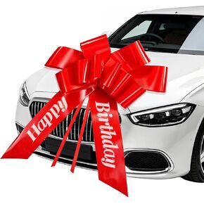 قوس سيارة عيد ميلاد سعيد 30 بوصة قوس أحمر كبير للسيارة، أقواس سيارات كبيرة عملاقة، أقواس تغليف هدايا حمراء مع كوب شفط وملصق لاصق، قوس سحب ضخم للدراجة وحفلة مفاجأة عيد ميلاد التخرج in Kuwait