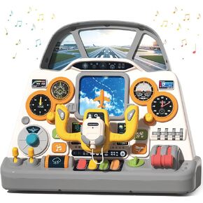 Mostop Toddler Steering Wheel Toy with Lights and Sounds: Interactive Airplane Dashboard for Kids, Jet Pilot Simulator Driving Toy for Boys Girls 3+, Pretend Play Flying Toy for Toddlers Birthday Gift in Kuwait