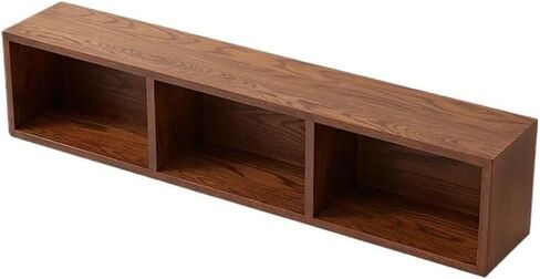 Storage Shelving Unit Walnut Colour Wall Mounted Bookshel Rectangle Three Grid Wooden Display Rack for Book Shelves Bookshelf in Kuwait