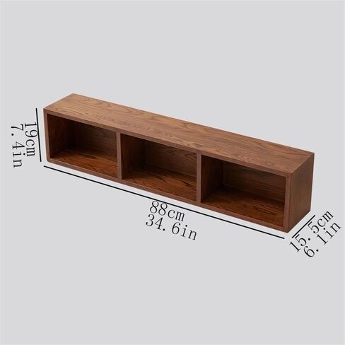 Storage Shelving Unit Walnut Colour Wall Mounted Bookshel Rectangle Three Grid Wooden Display Rack for Book Shelves Bookshelf in Kuwait