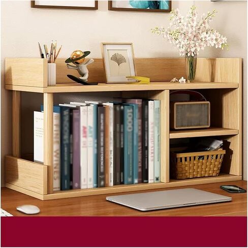 Storage Shelving Unit Desktop Organizer Wooden Rack Bookshelf Small Table Top Bookcase for Office Home in Kuwait